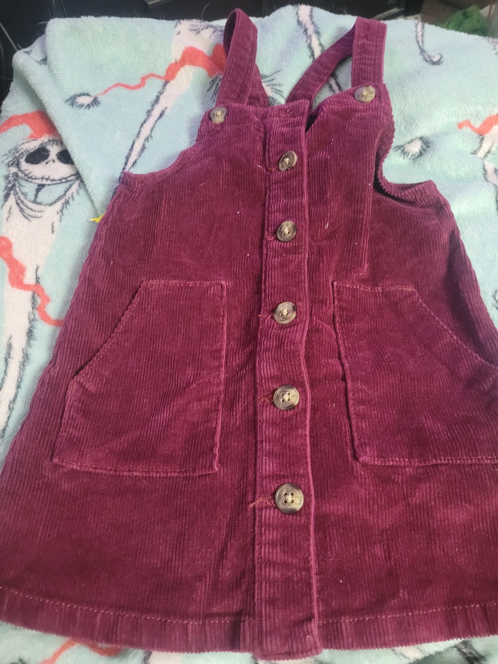 wonder nation Burgundy Corduroy Button-Front Overall Dress